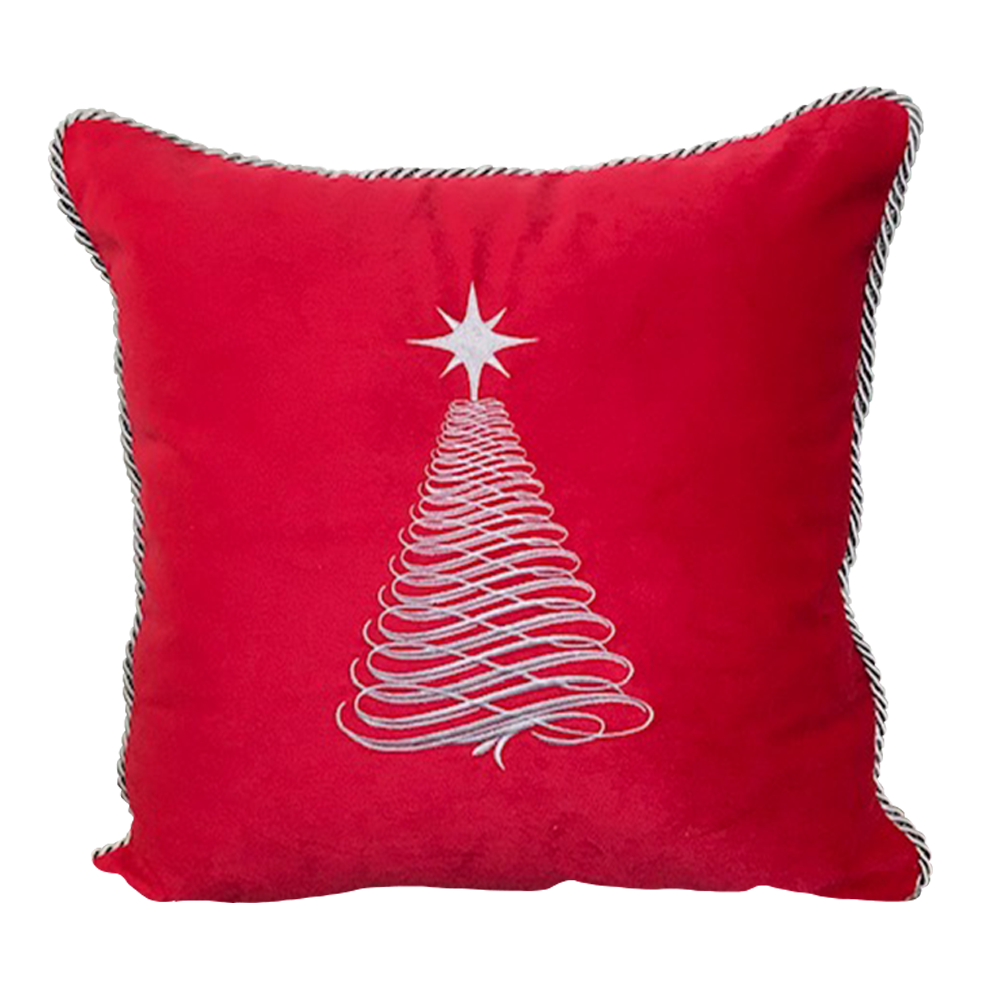 Cojín Navidad Rojo Árbol Plata