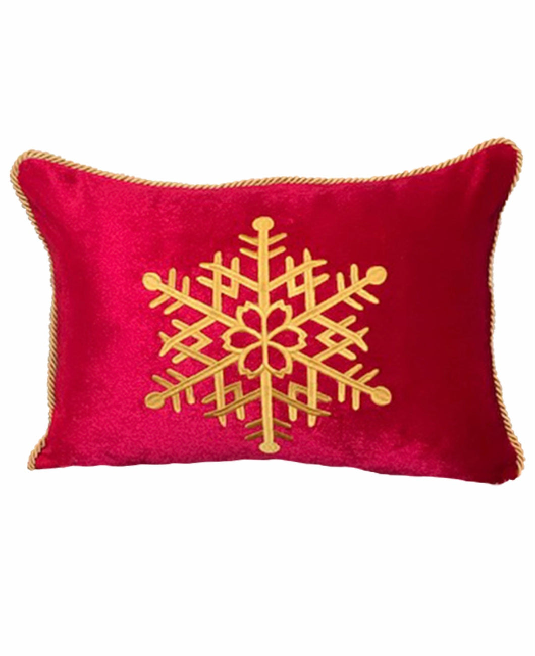 Cojín Navidad Rectangular Rojo Copo Dorado